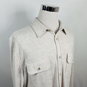 Faherty 2XL Legend Sweater Shirt Off White Flannel Outdoors Polyester Blend